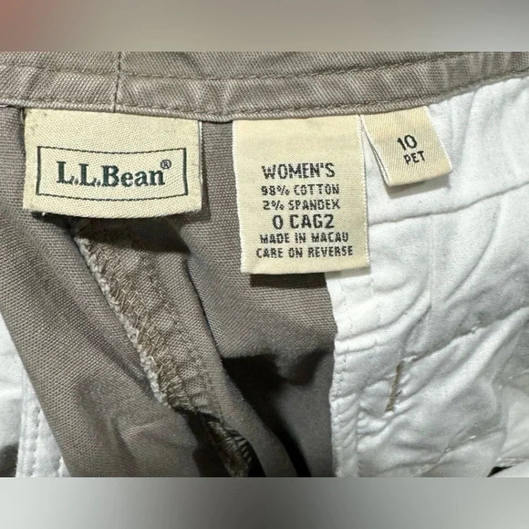 L.L. Bean khaki stretch cargo pocket army  green tan US10P preppy comfort street - Picture 2 of 4